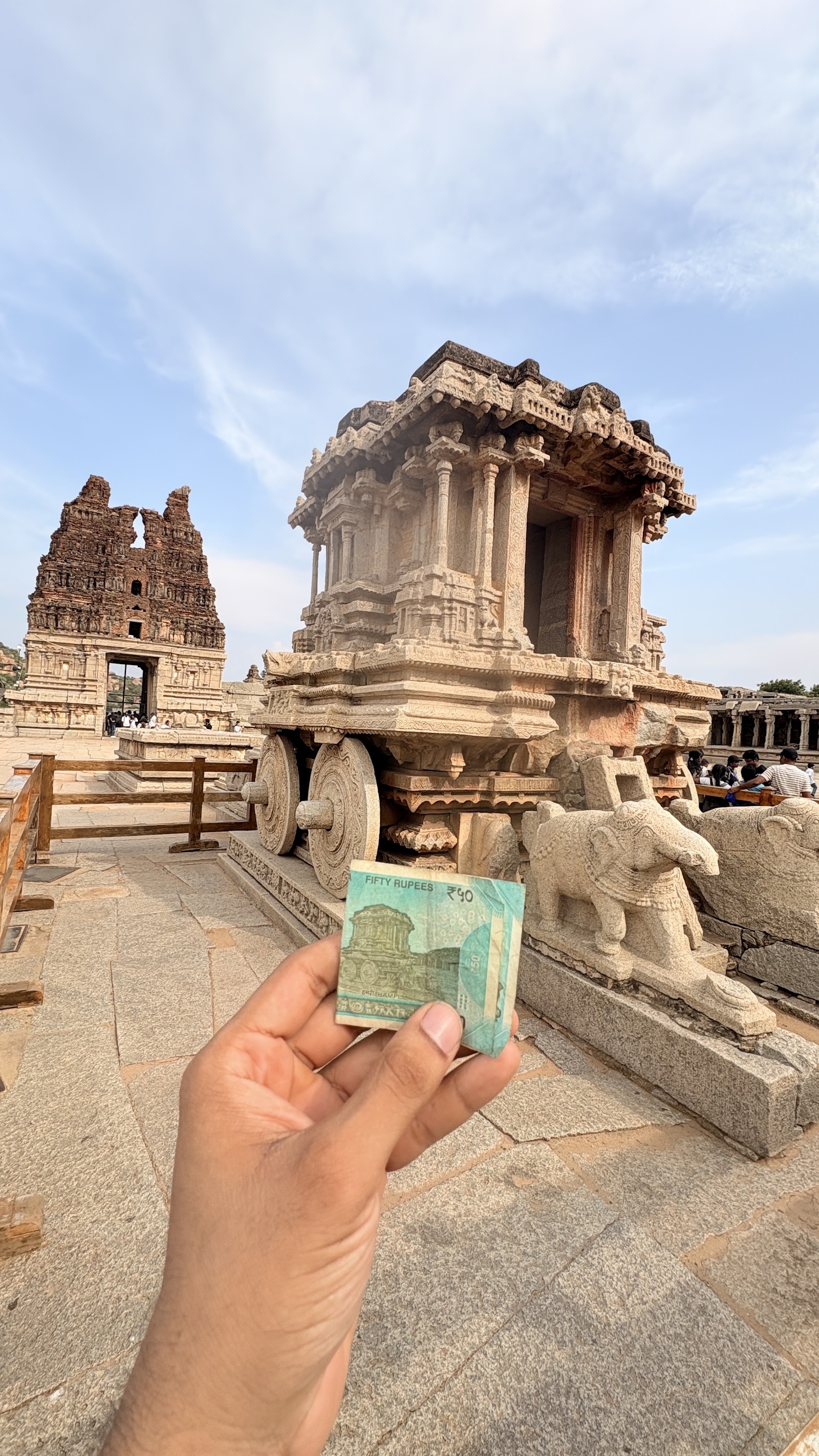 The stone chariot in the Vithala temple complex at Hampi